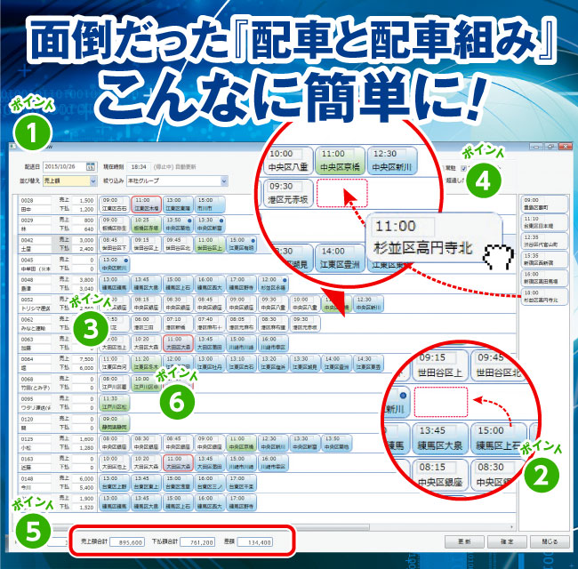 面倒だった『配車と配車組み』こんなに簡単に!